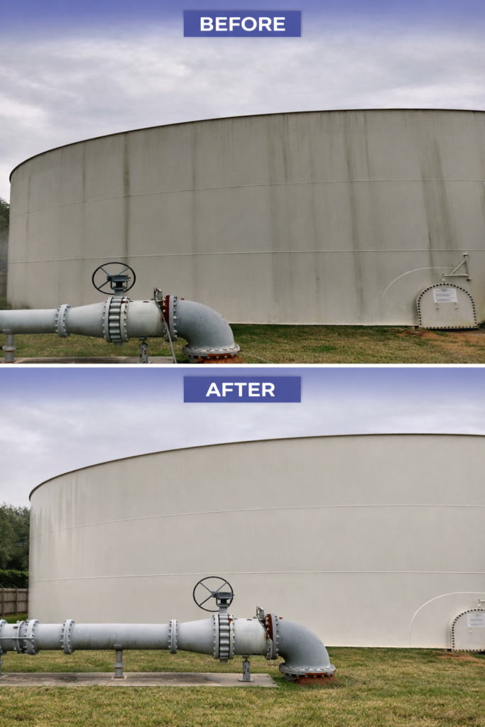 Pressure Washing Katy Commercial Power washing proejct Water Tank Cleaning befor after